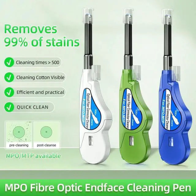 Alt view image 2 of 5 - Duogalia 4-Pack Fiber Optic Cleaner Tool for MPO/MTP Connector - Cleaning Pen Over 500 Cleans for Fiber Endface & Optical Connector (Green)