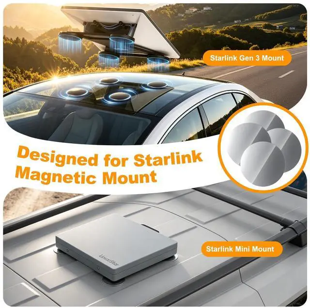 Alt view image 3 of 5 - 4Pcs Magnetic Mount Plates for Starlink Mini/Gen 3, Adhesive Metal Plate Magnetic Pads for Car Truck RV SUV Aluminum/Glass Cab Roof, Starlink Mounting Accessory for Satellite Dish Magnetic Car Mount