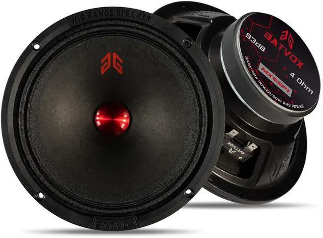 Main image of GRTSKY MX65P1 Loudspeaker 6.5 Inch Midrange 200 Watts 4 Ohms Red Dust Cap, Premium Quality Audio Door Speakers for Car or Truck Stereo Sound System, Black (2 Speakers)