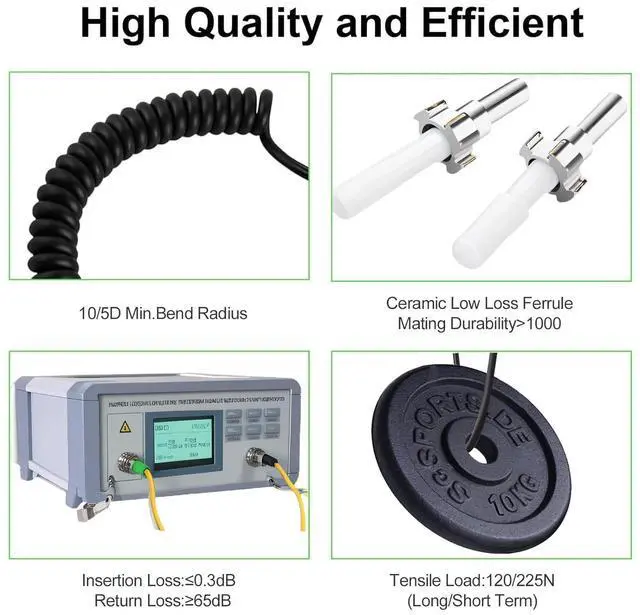 Alt view image 3 of 5 - 75M(246ft) Armored Fiber Optic Internet Cable SC/APC to SC/APC Single-Mode 9/125m OS1/OS2 Simplex Patch Cord, Heavy-Duty 3mm OD, LSZH, Black