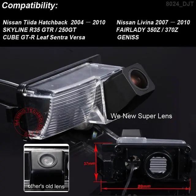 Alt view image 4 of 5 - 1280 * 720 Pixels car Rear View Backup Camera Parking Vehicle Camera Replacement for Nissan Tiida Hatchback Livina Skyline R35 GTR/250GT Fairlady 350Z/370Z Cube GENISS Waterproof Night Vision