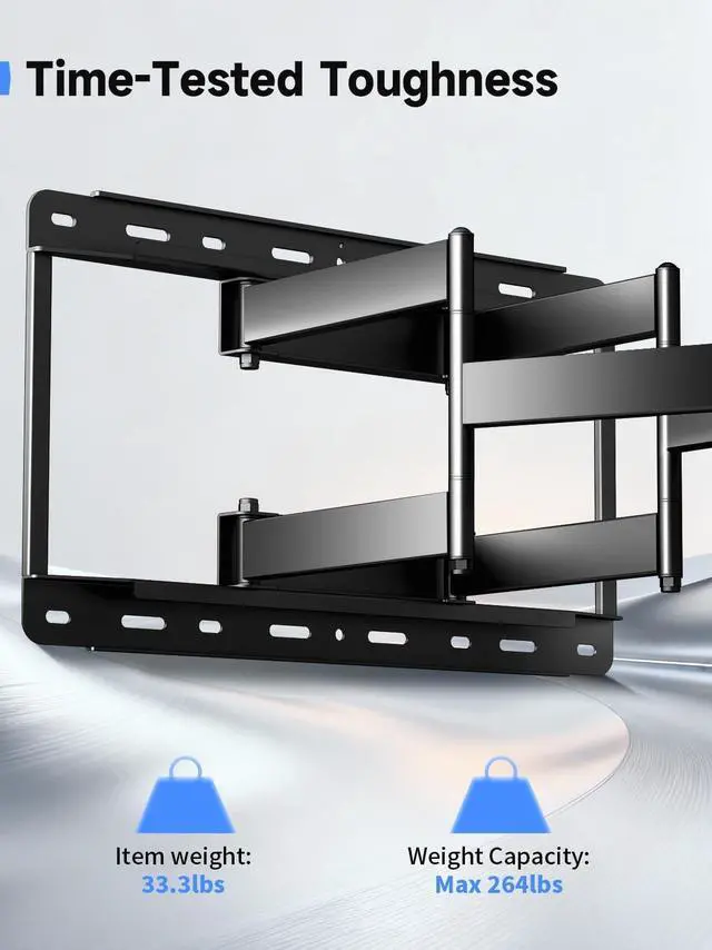 Alt view image 3 of 5 - Suptek 60 to 120 Inch Heavy Duty Articulating TV Wall Mount for Flat and Curved Screens, Full Motion Swivel Tilt TV Bracket with Max VESA 900x600mm, Supports Up to 264 lbs, Black