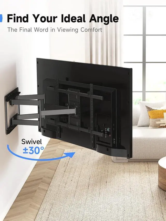 Alt view image 5 of 5 - Suptek 60 to 120 Inch Heavy Duty Articulating TV Wall Mount for Flat and Curved Screens, Full Motion Swivel Tilt TV Bracket with Max VESA 900x600mm, Supports Up to 264 lbs, Black