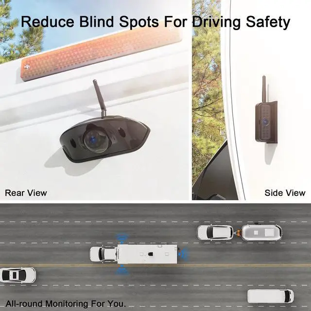 Alt view image 4 of 4 - Fookoo HD 1080P Single Wireless Side View Camera, 15 IR Lights, IP69 Waterproof for Fookoo Model: D10Y1, D10Y2, D10Y3, D10Y4 - DW10Y5(CS)