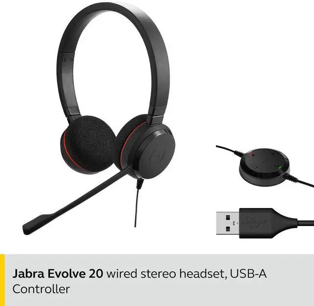 Alt view image 3 of 5 - Jabra Evolve 20 UC Stereo Wired Headset/Music Headphones (U.S. Retail Packaging), Black