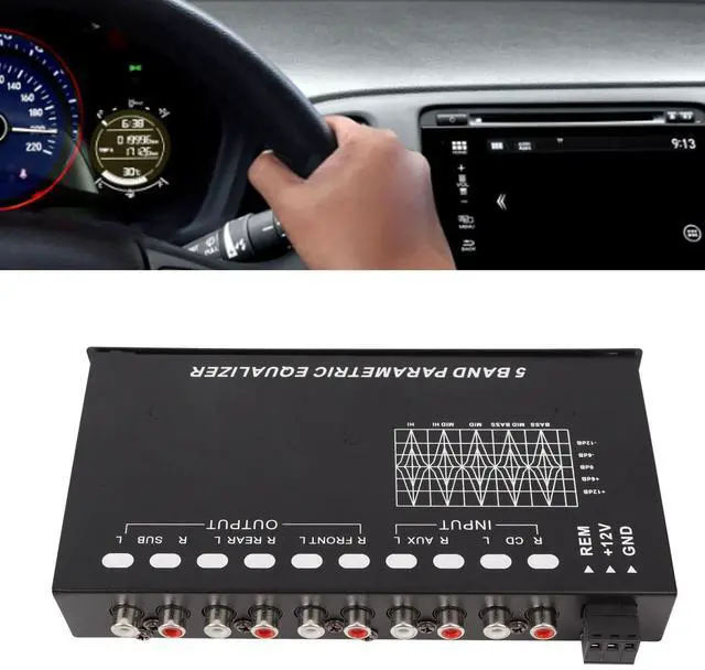 Alt view image 3 of 4 - Raguso Car Audio Equalizer Anti Impact 5 Bands EQ Car Amplifier Precise Tuning High Output Superior Sound Quality Iron Car Graphic Equalizer for Vehicle