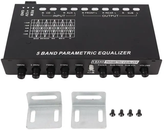 Alt view image 4 of 4 - Raguso Car Audio Equalizer Anti Impact 5 Bands EQ Car Amplifier Precise Tuning High Output Superior Sound Quality Iron Car Graphic Equalizer for Vehicle