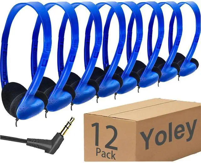 Main image of Yoley Classroom Headphones Bulk 12 Pack Class Set for School Students Kids and Adult -Sturdy Wired 3.5mm Plug (Blue, 12 Pack)