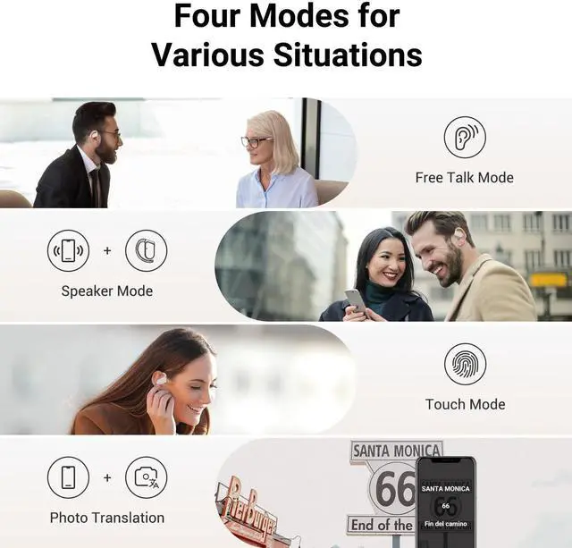 Alt view image 5 of 5 - ANFIER M9 AI Language Translator Earbuds Open-Ear Headphones Support 144 Languages & Accents Translation Earbuds Real Time Translator Device, Snug Fit, Ergonomic Ear Hooks Beige (With Offline Package)