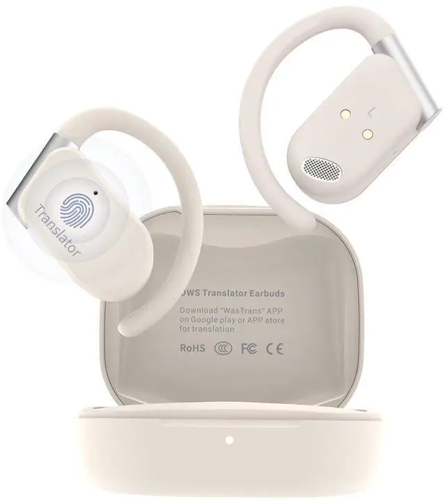 Main image of ANFIER M9 AI Language Translator Earbuds Open-Ear Headphones Support 144 Languages & Accents Translation Earbuds Real Time Translator Device, Snug Fit, Ergonomic Ear Hooks Beige (With Offline Package)