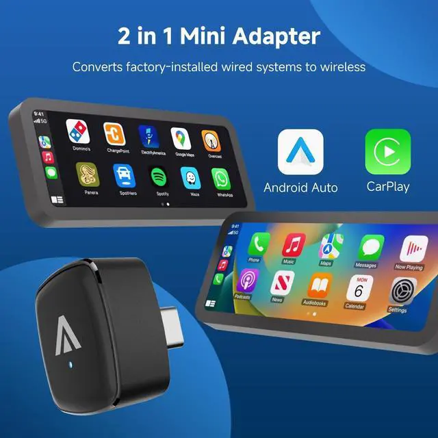 Alt view image 4 of 5 - Type-C 2-in-1 Wireless CarPlay & Android Auto Adapter, Metal USB-C Mini Plug & Play Car Play Dongle, Converts Factory Wired Connection to Wireless for Car 2016+, OTA, No Lag for iPhone &