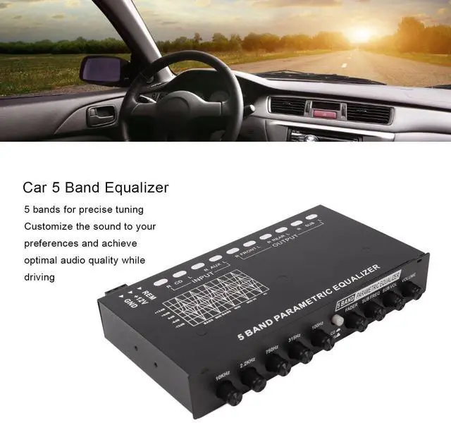 Alt view image 2 of 4 - Raguso Car Audio Equalizer Anti Impact 5 Bands EQ Car Amplifier Precise Tuning High Output Superior Sound Quality Iron Car Graphic Equalizer for Vehicle