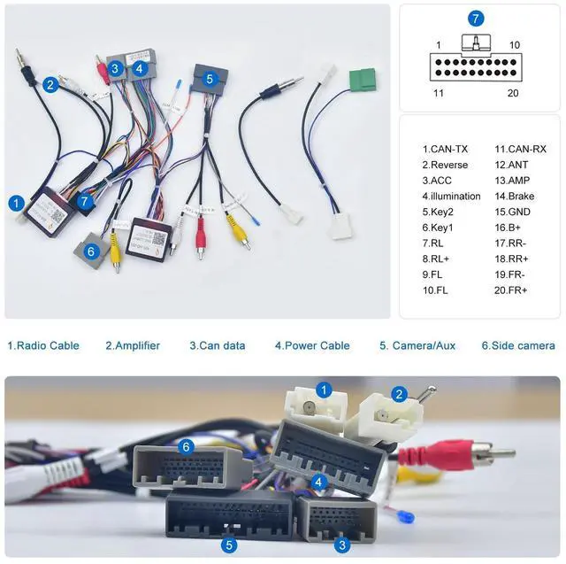 Alt view image 2 of 5 - Dasaita Harness for Honda Civic 2015 2016 2017 2018 2019 2020 2021 2022 Original Car with Fiber Optic Power Amplifier
