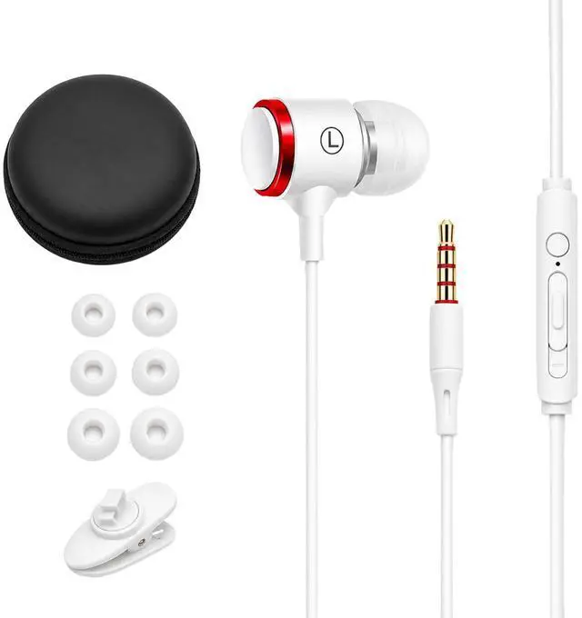 Main image of Rosmas Wired Headphones with case, 3.5mm Audio Jack, Noise Isolating HiFi Stereo Earphones with Mic, Volume Control & Clear Calls for Laptop/Chromebook/Kindle/Switch/Android /MP3 School Use(White)