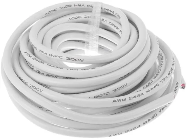 Main image of Hihaha Electrical Ground Wire Automotive Power Wire 30FT White TC 1 Pcs 14AWG 2 Conductor Fully Insulated& Soft Touch Jacket Universal