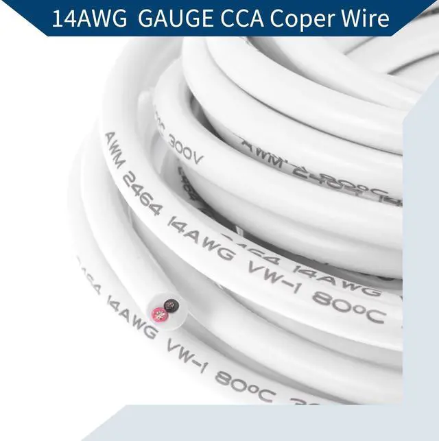 Alt view image 5 of 5 - Hihaha Electrical Ground Wire Automotive Power Wire 30FT White TC 1 Pcs 14AWG 2 Conductor Fully Insulated& Soft Touch Jacket Universal