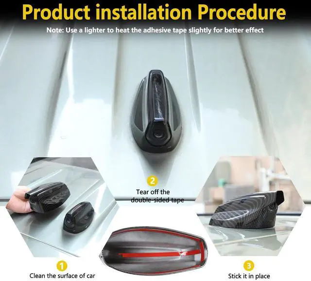 Alt view image 3 of 5 - Bekantogy Car Shark Fin Antenna Cover Compatible with Land Rover Defender 90 110 130 2020-2024 Roof Antenna Cover ABS Shark Fin Aerial Antenna Decorative Cover (Carbon Fiber Texture)
