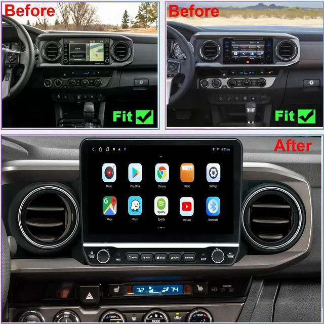 Alt view image 2 of 5 - for Toyota Tacoma Radio Upgrade,Fit 2016-2023 Models,10.1" QLED Touch Screen,4G LTE,Android 8 core CPU sterep,Carplay Android Ready,Keep OEM SWC