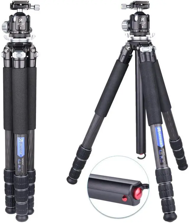Main image of Carbon Fiber Camera Tripod with 44mm Low Profile Ball Head ARTCISE NS85C Professional Compact Tripod,Special-Shaped Center Column,10 Layers Carbon Fiber, 32mm Leg Tube,Max Load 55lbs/25kg Black