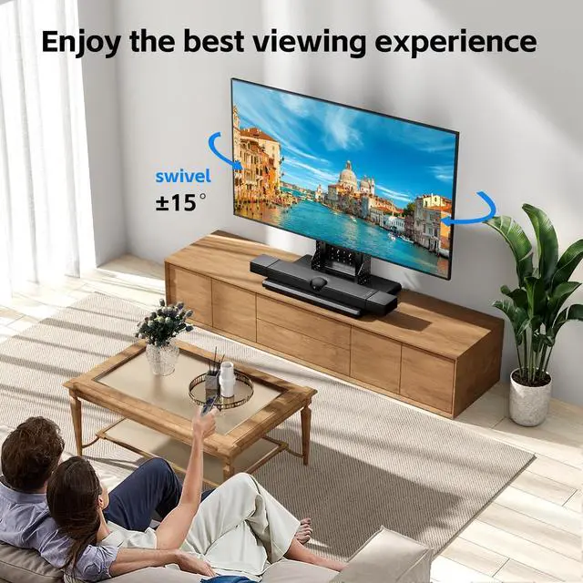 Alt view image 2 of 5 - BEISHI Universal Swivel TV Stand with Pegboard Storage,Height Adjustable Table top TV Stand Mount for 42-90 Inch TVs,up to 150 lbs with Large Wooden Base for Stability,Max VESA 600x400mm (Black)