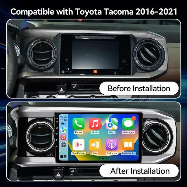 Alt view image 3 of 5 - Android 13 Car Stereo Head Unit Compatible with Toyota Tacoma 2016-2021, 10" Touch Screen Car Radio with Wireless CarPlay&Android Auto, GPS/FM/WiFi/Bluetooth, 1080P Reverse Camera, SWC