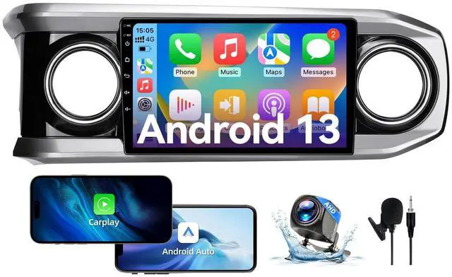 Main image of Android 13 Car Stereo Head Unit Compatible with Toyota Tacoma 2016-2021, 10" Touch Screen Car Radio with Wireless CarPlay&Android Auto, GPS/FM/WiFi/Bluetooth, 1080P Reverse Camera, SWC