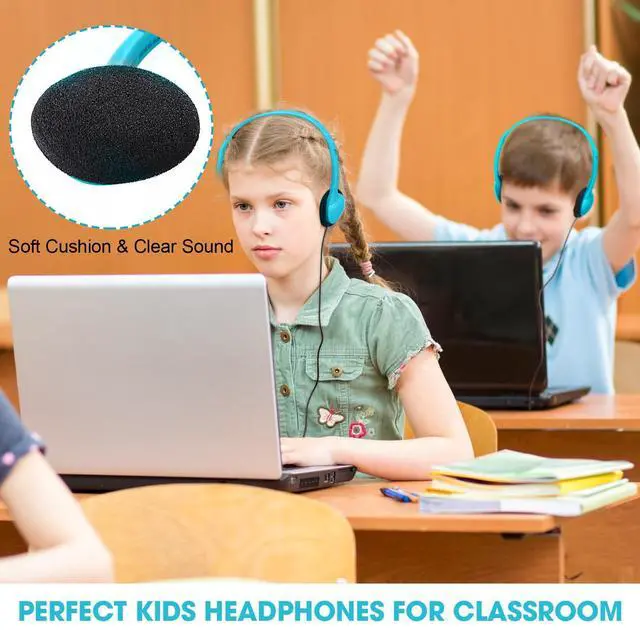 Alt view image 2 of 5 - Konohan 30 Pack Headphones Bulk Headphone for School Classroom Student Wired Headphones Adjustable with 3.5 mm Jack for Adults (Sky Blue)