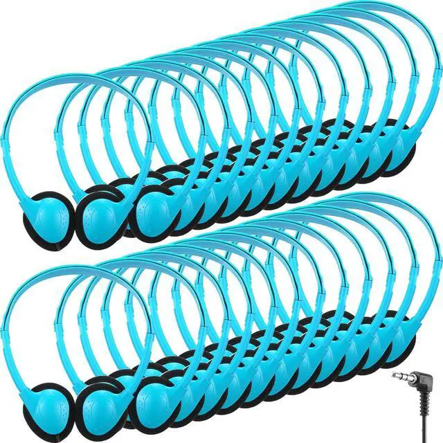 Main image of Konohan 30 Pack Headphones Bulk Headphone for School Classroom Student Wired Headphones Adjustable with 3.5 mm Jack for Adults (Sky Blue)