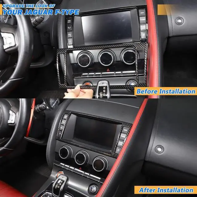 Alt view image 2 of 5 - Car Dashboard GPS Navigation Panel Frame For Jaguar F-Type 2013-2024 Central Navigation Screen Panel TrimMultimedia Control Screen Frame Decoration Cover (Multimedia Decorative Frames, Carbon Fiber)
