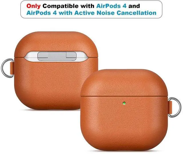 Alt view image 2 of 5 - LOPIE Handmade Case for AirPods 4 / AirPods 4 with Active Noise Cancellation Leather Case Clip & Cleaner Kit, Fully-Wrapped with Top Grain Leather, Protective Hard Cover for Gen 4 Air Pods - Brown