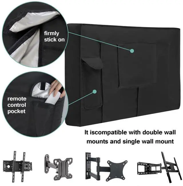Alt view image 4 of 5 - Outdoor TV Cover 65 inch Waterproof, Weatherproof Heavy Duty TV Cover for Outside 60 to 65 inch Flat Screen Television, Fabric Screen Protector with Bottom