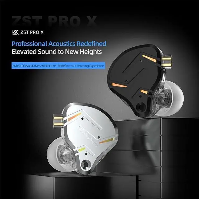 Alt view image 2 of 5 - KZ ZST PRO X Gaming Earbuds,Hybrid Bass Clear Wired in-Ear Monitor Headphones,1BA+1DD HiFi IEM for Gaming,KZ in Ear Monitors Headphones Tablet All-Day Wear Earbuds for Computer (Black, USB MIC)