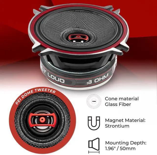 Alt view image 3 of 5 - DS18 EXL-SQ4-4-Inch 3-OHMS High Sound Quality Speaker - Sleek Compact Design with Chrome Finish - Superior Bass Response - 260 WATTS Max - Set of 2, Black
