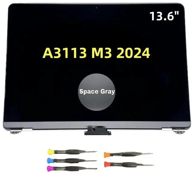 Main image of New LCD for MacBook Air Retina 2024 M3 A3113 EMC 8611 MRXP3 MRXR3 MRXU3 MRXN3 MRXQ3 MRXT3 MRXV3 13.6inch 2560x1664 Full LCD Screen Display Assembly Space Grey