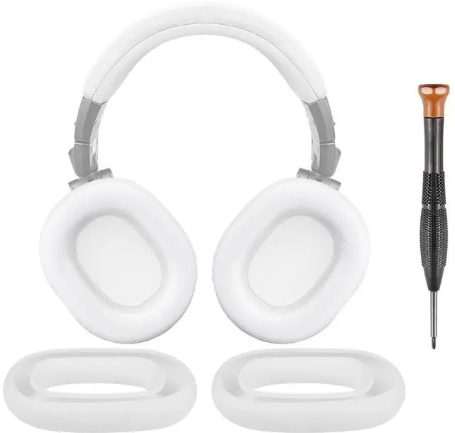 Main image of SOULWIT Ear Pads Cushions + Headband + Silicone Earpads Cover Protector, Replacement Kit for ATH M50, M50X, M50XWH, M50XBT, M50XBT2, M50S/LE Headphones, Replacement Repair Part (White)