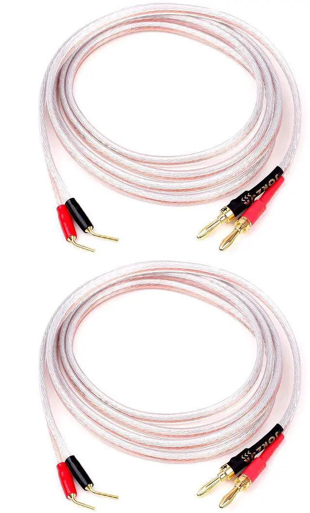 Main image of JORZOR 2 Pack Pin Type Plug to Banana Male Plug Speaker Cable, Audiophile 14 AWG OFC Speaker Wire 2M (6.6FT), 2 Pin to 2 Banana Plug