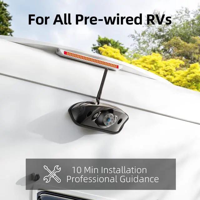 Alt view image 3 of 5 - eRapta RV Backup Camera Wireless System for Furrion with 5-Inch Monitor 1080P, 1 Rear Camera, Wide-View, Video Recording, IR Night Vision, IP69 Waterproof, Plug and Play for Camper -AY5