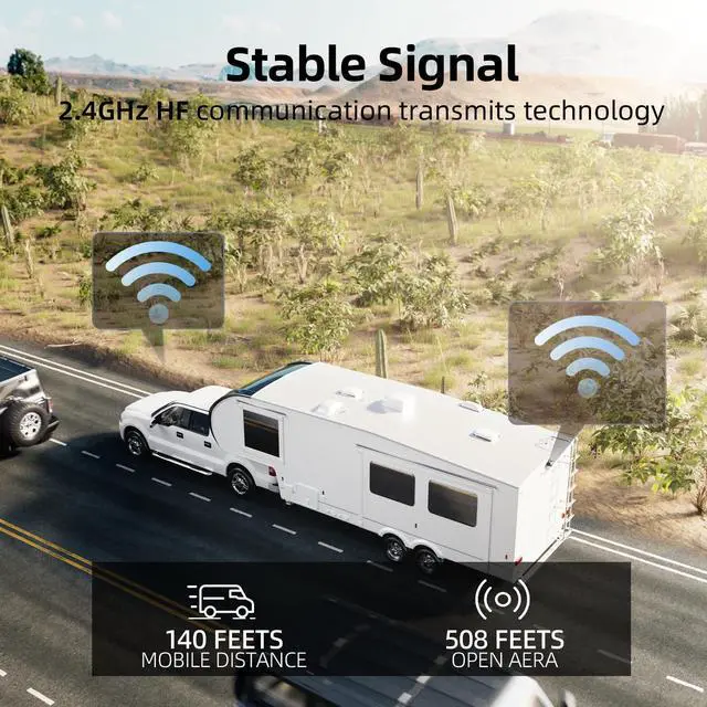 Alt view image 4 of 5 - eRapta RV Backup Camera Wireless System for Furrion with 5-Inch Monitor 1080P, 1 Rear Camera, Wide-View, Video Recording, IR Night Vision, IP69 Waterproof, Plug and Play for Camper -AY5