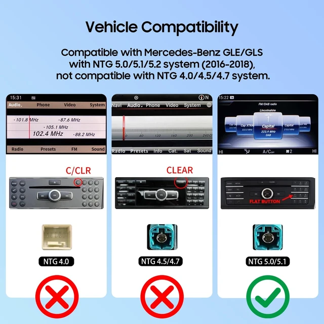 Alt view image 3 of 5 - 12.3Inch Ultra-Narrow Touchscreen Wireless CarPlay Android Auto for Mercedes Benz GLE/GLS with NTG5.0/5.1/5.2 System for 2016-2018 Year, Linux HD Multimedia, OEM System, MirrorLink, Car Radio R