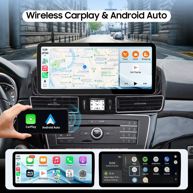 Alt view image 2 of 5 - 12.3Inch Ultra-Narrow Touchscreen Wireless CarPlay Android Auto for Mercedes Benz GLE/GLS with NTG5.0/5.1/5.2 System for 2016-2018 Year, Linux HD Multimedia, OEM System, MirrorLink, Car Radio R
