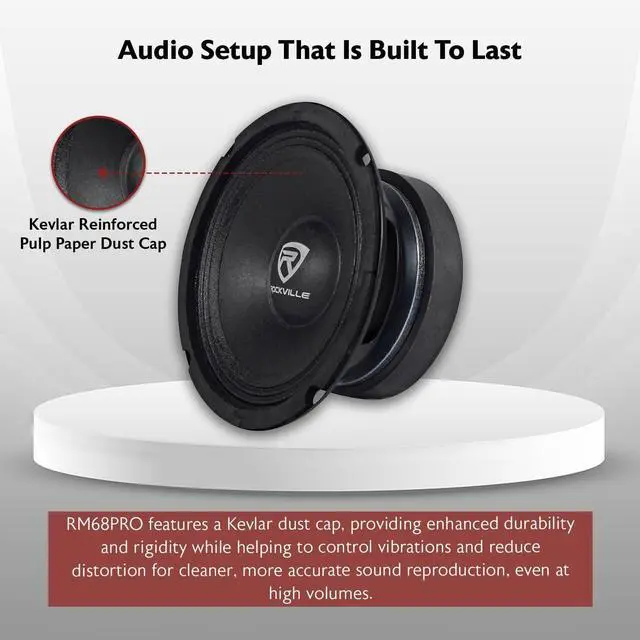 Alt view image 4 of 5 - Rockville RM68PRO Midrange Car Speaker, 6.5, 200W, 8 Ohm, Mid-Bass, Open Basket, Kevlar Cone, CEA Compliant, 90oz Magnet, Perfect for Car Audio