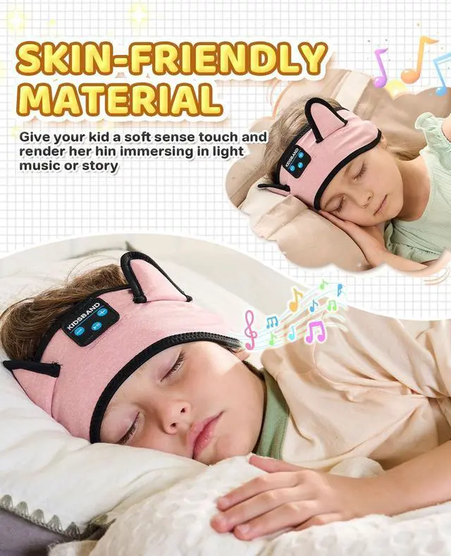 Alt view image 2 of 5 - KIDSBAND Kids Headphones, Baby Headphones for Plane, Bluetooth Headphones Headband for Kids with Wired Playback 3.5 MM Jack for School Girls Boys Children,Kindle Tablet Cellphones Airplane Travel