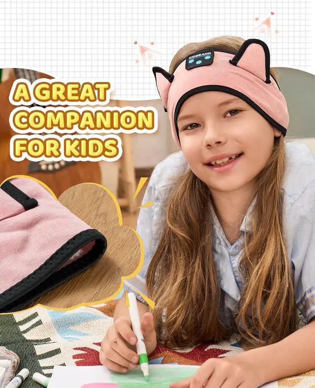 Alt view image 4 of 5 - KIDSBAND Kids Headphones, Baby Headphones for Plane, Bluetooth Headphones Headband for Kids with Wired Playback 3.5 MM Jack for School Girls Boys Children,Kindle Tablet Cellphones Airplane Travel