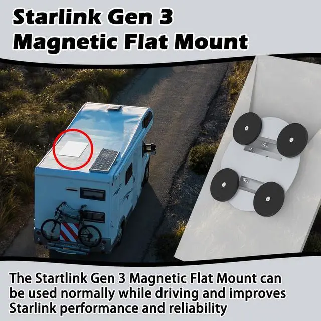 Alt view image 2 of 5 - 440-lb Magnetic Vehicle Roof Mount Compatible with Starlink Gen 3 Satellite Dish, Ideal for Car, RV, Truck & Metal Surface Installation