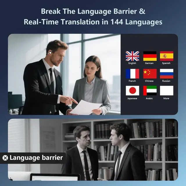 Alt view image 2 of 5 - ZIDOXING AI Translation Earbuds Real Time 164 Languages Translator Earbuds with 60H Play Time 3 in 1 Open-Ear Translation Headphones with Audio & Video 9