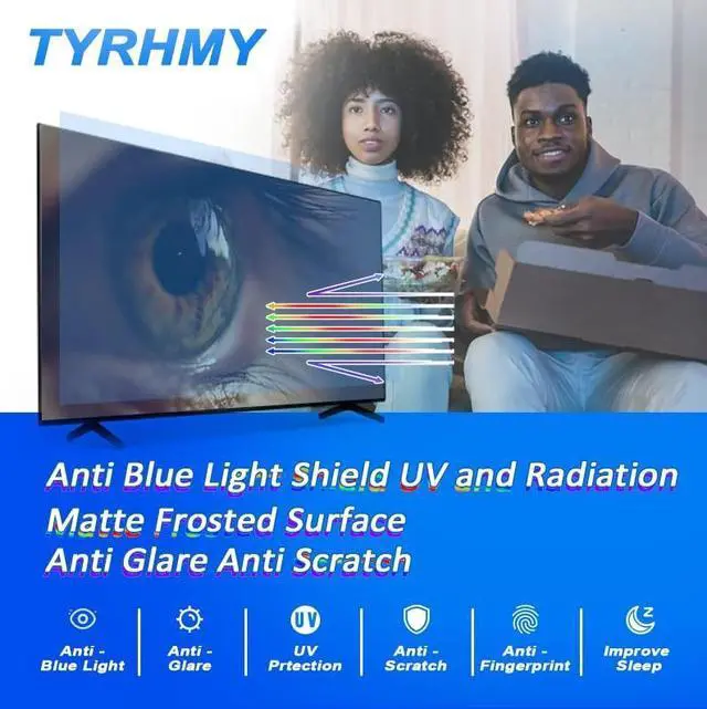 Alt view image 2 of 5 - TYRHMY Anti Glare TV Screen Protector for 43 Inch LCD, LED etc, Out Blue Light, Anti UV Relieve Eye Strain, New Upgrade Frosted Surface Anti Scratch, No Bubbles