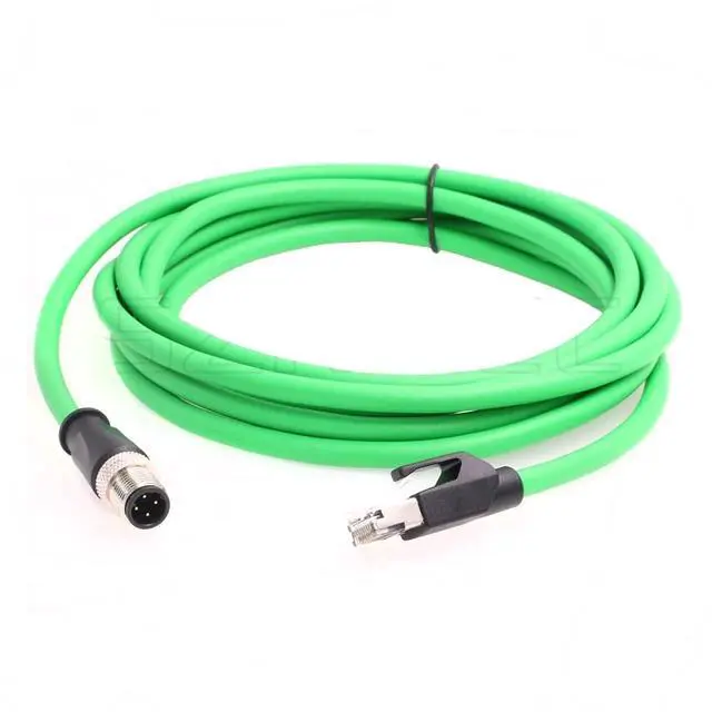Main image of SZRMCC M12 Ethernet Cable D-Code 4 Pin Male to RJ45 Connector High Flex Cat5e Shielded Waterproof Network Cable for Industrial Camera Sensor (15m,Green)