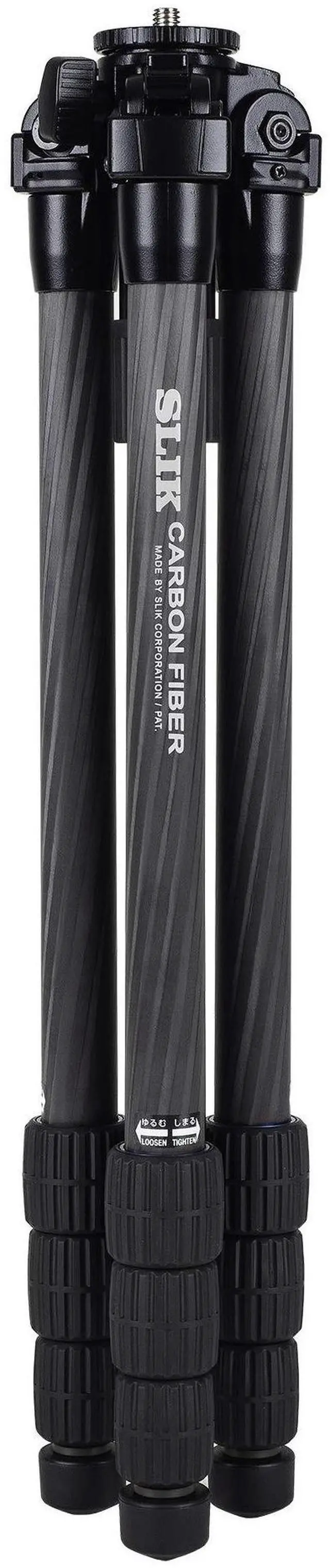 Alt view image 2 of 5 - SLIK Pro CF-734 4-Section 65" Carbon Fiber Tripod Black (615-925)