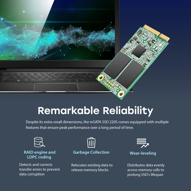 Alt view image 5 of 5 - Transcend 128GB MSA220S mSATA SATA III SSD, SLC Cache
