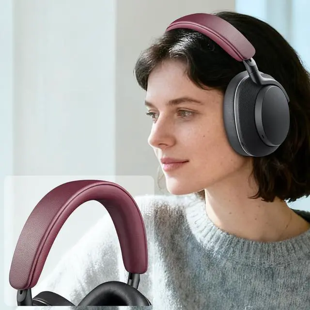 Alt view image 5 of 5 - SOULWIT Lambskin Top+Bottom Headband Cover for Bowers & Wilkins PX8/PX7 s2/PX7 s2e (Do Not Fit PX7) Headphones, Replacement Headstrap Pad Repair Part - Burgundy